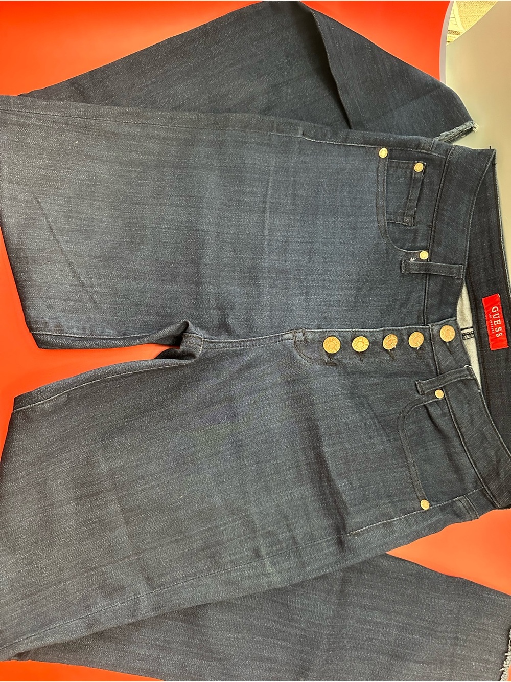 NWOT Guess High-Rise Dark Blue Button-Fly Straight Jeans